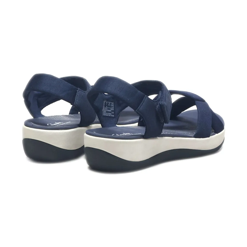 Clarks Platform Sandals Fabric Blue Colour For Women