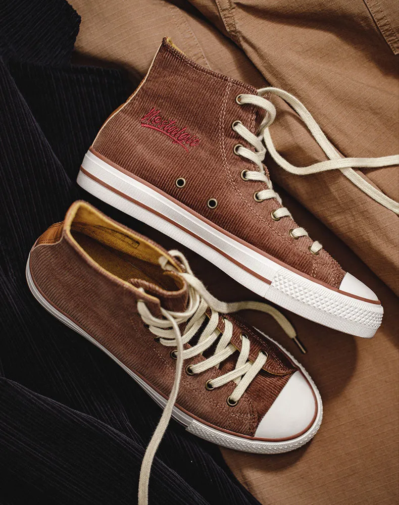 Corduroy High-Top All-Match Casual Men's Canvas Shoes