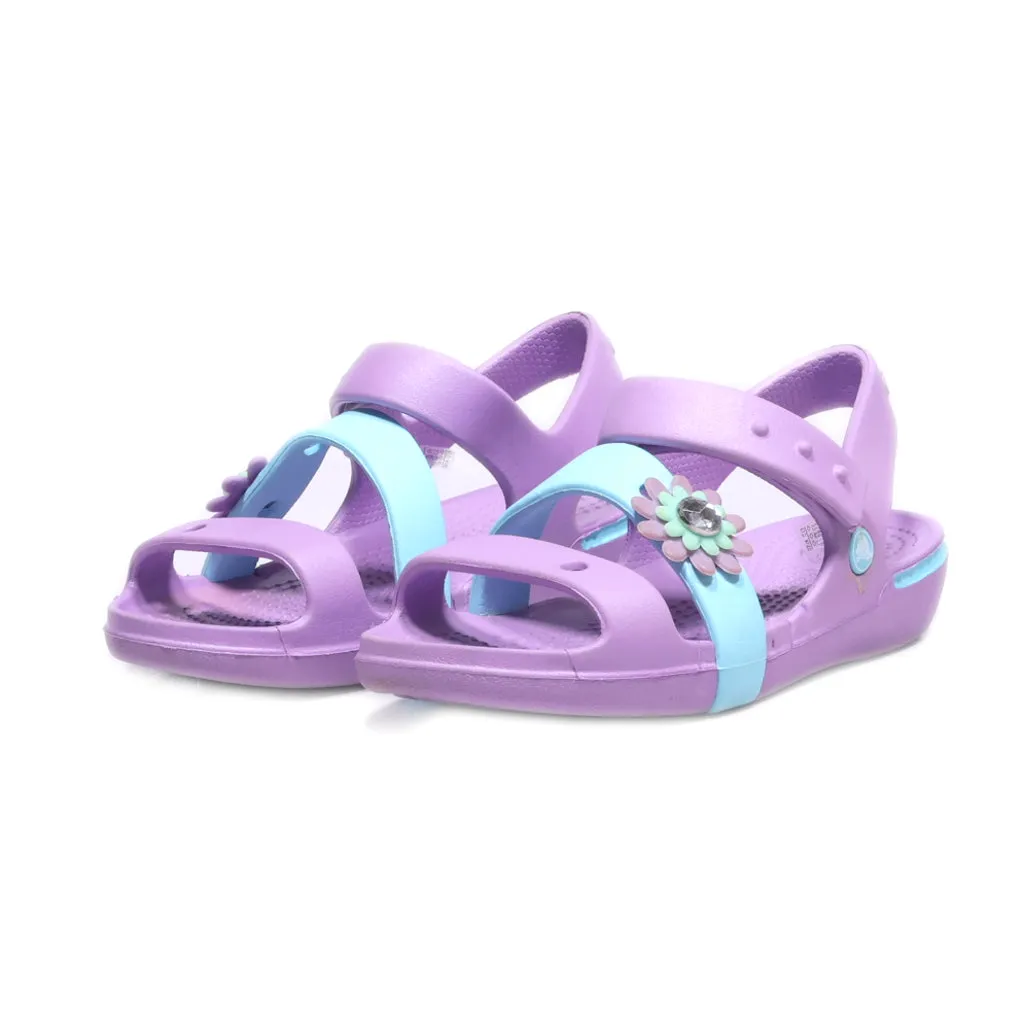 Crocs Flat Sandals Rubber Purple Colour For Kids