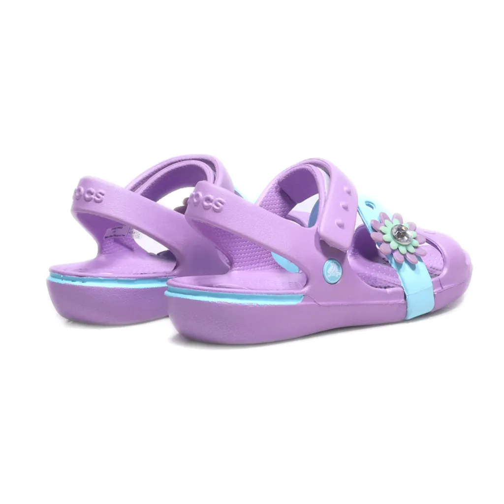 Crocs Flat Sandals Rubber Purple Colour For Kids