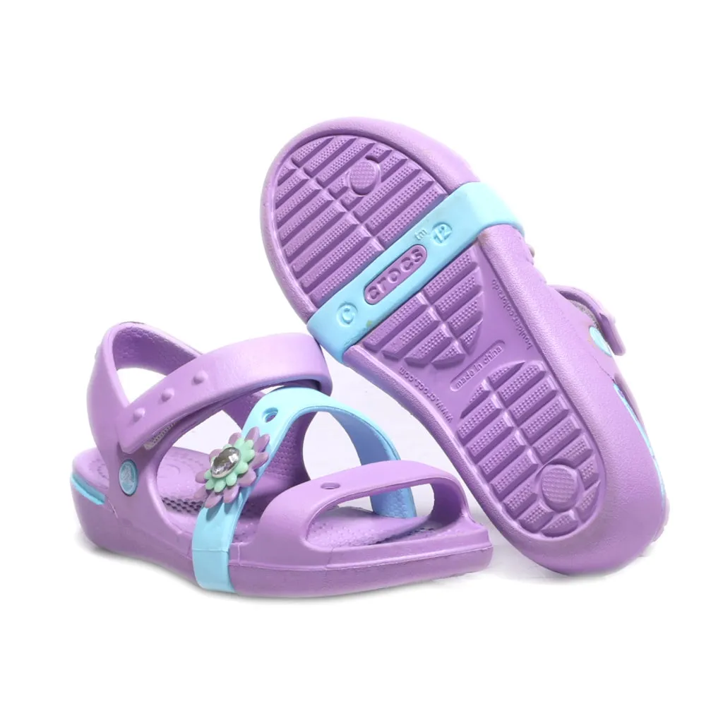 Crocs Flat Sandals Rubber Purple Colour For Kids