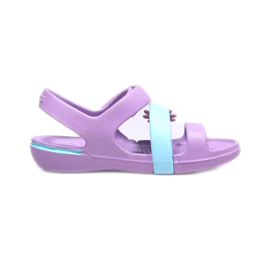 Crocs Flat Sandals Rubber Purple Colour For Kids