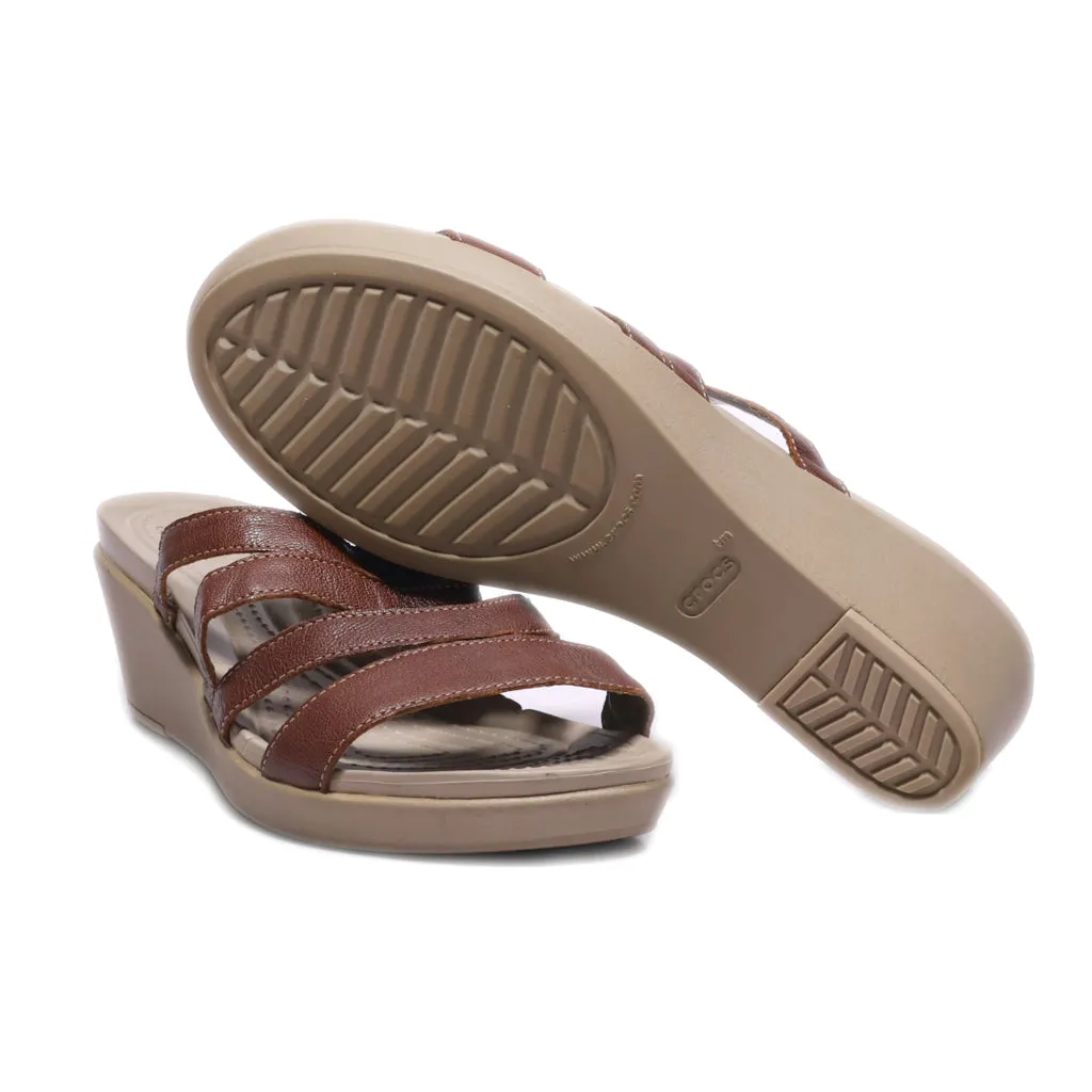 Crocs Wedge Sandals Rubber Brown Colour For Women