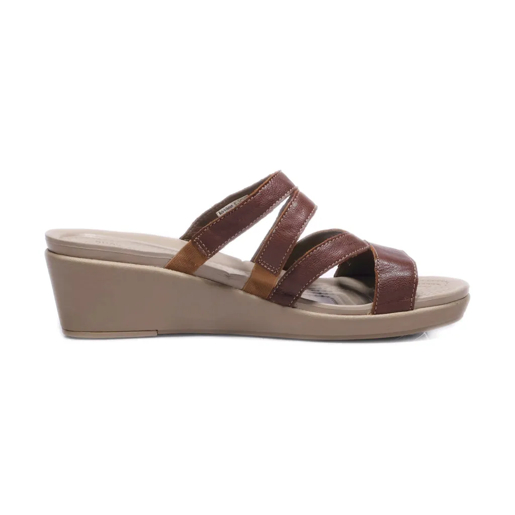 Crocs Wedge Sandals Rubber Brown Colour For Women