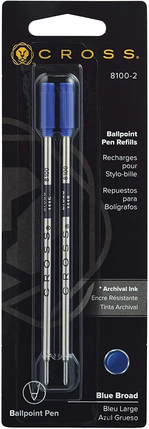 Cross Ballpoint Pen Refill in Blue - Pack of 2