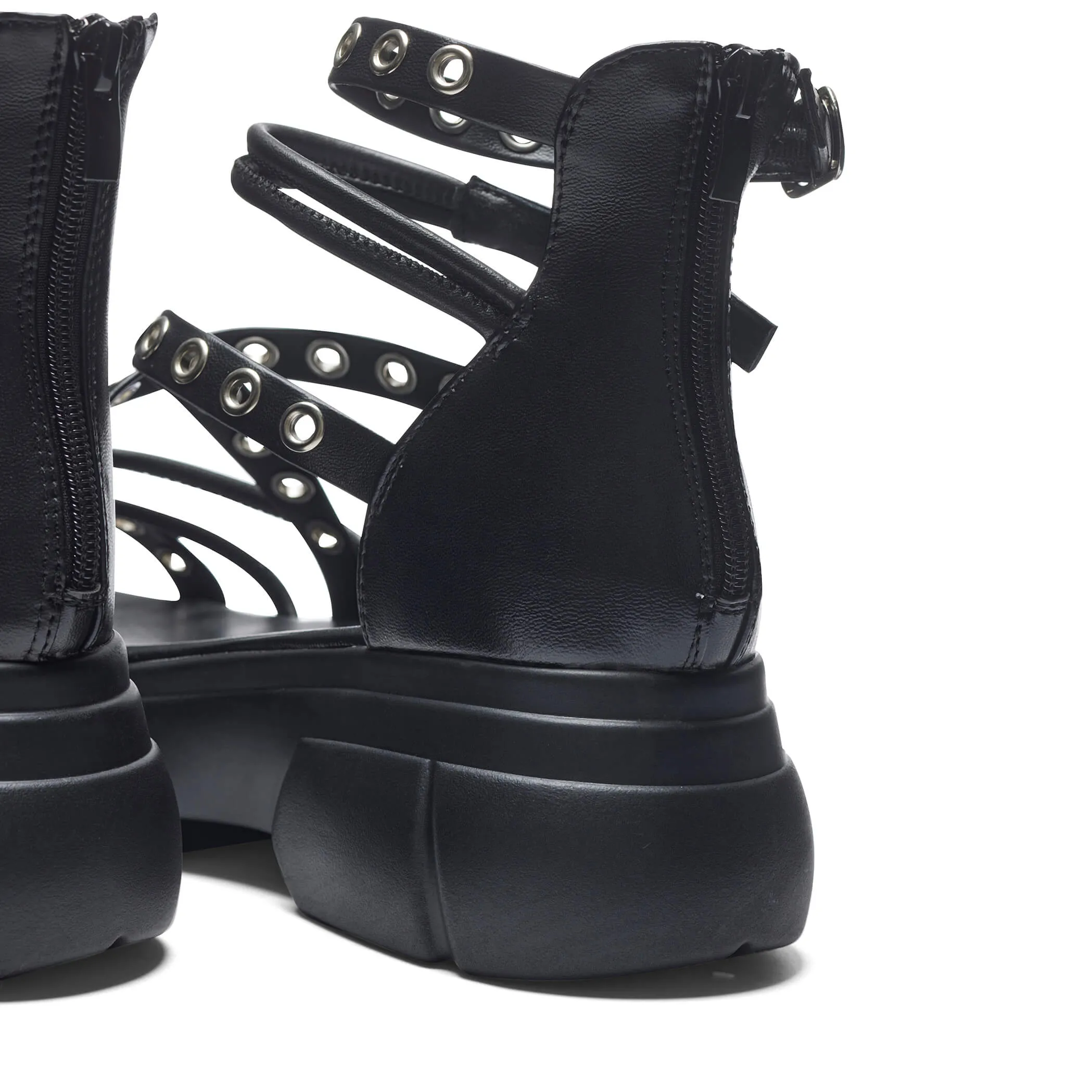 Dark Writings Strappy Chunky Sandals - Black