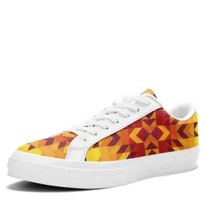 Desert Geo Yellow Red Aapisi Low Top Canvas Shoes White Sole