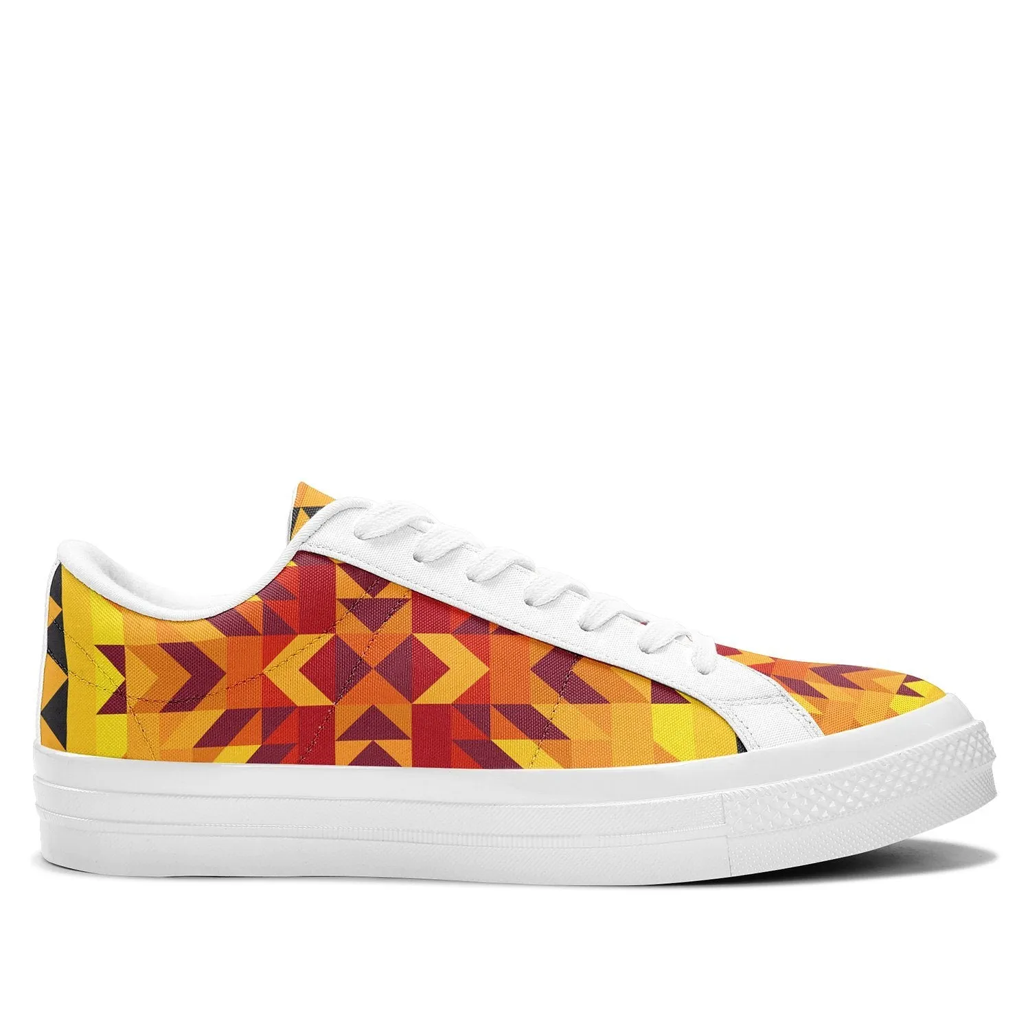 Desert Geo Yellow Red Aapisi Low Top Canvas Shoes White Sole