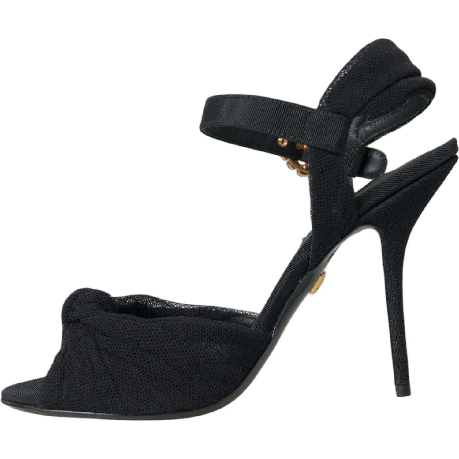 Dolce & Gabbana Black Suede Embellished Heels Sandals Shoes