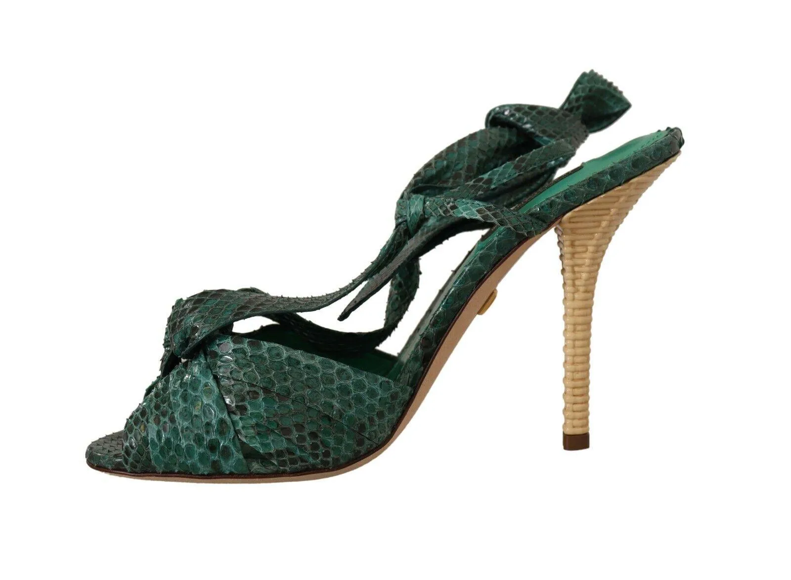 Dolce & Gabbana Emerald Exotic Leather Heels Sandals Shoes