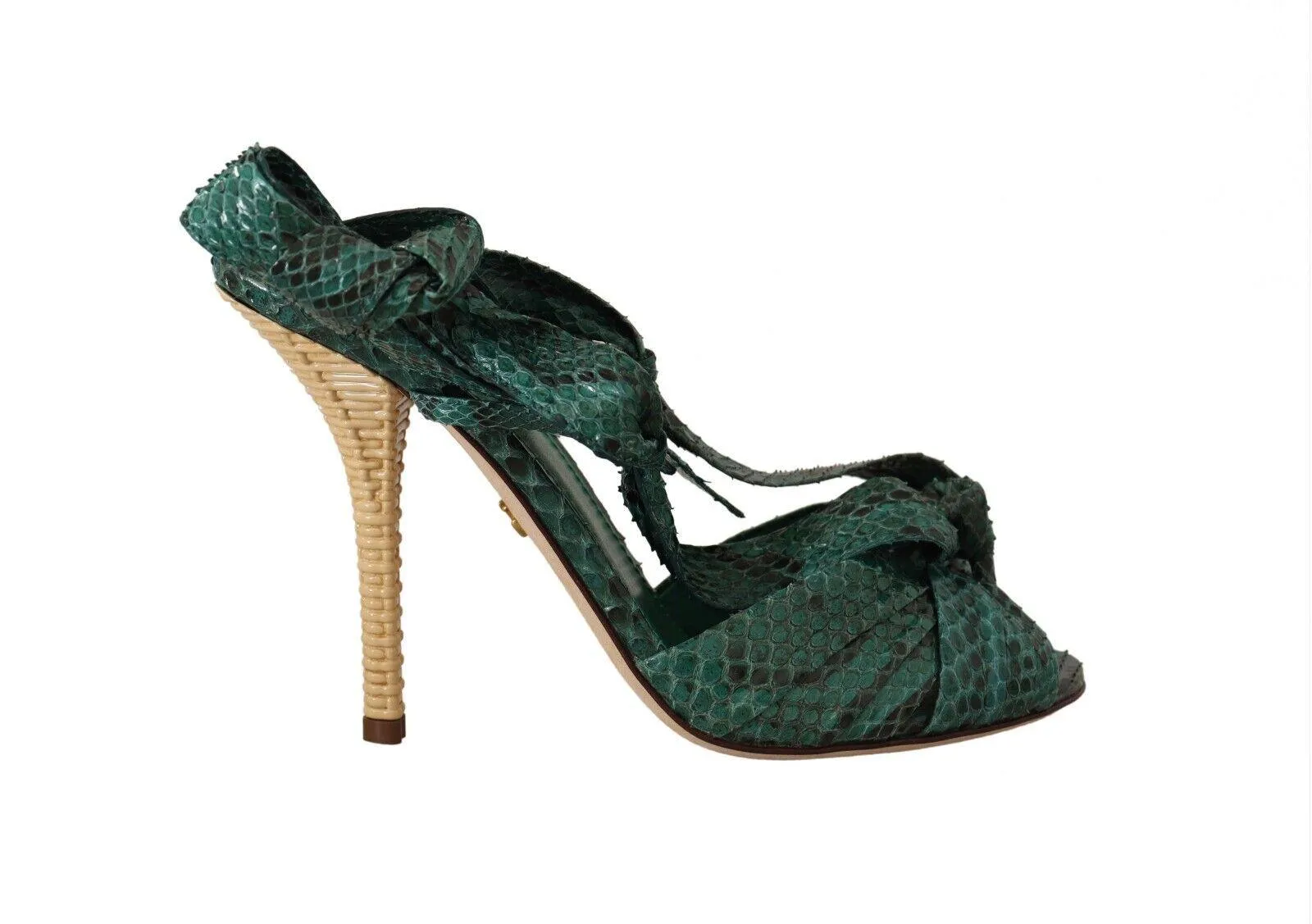 Dolce & Gabbana Emerald Exotic Leather Heels Sandals Shoes