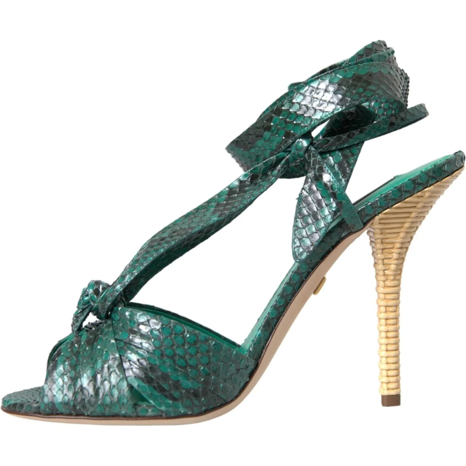 Dolce & Gabbana Green Exotic Leather Heels Sandals Shoes