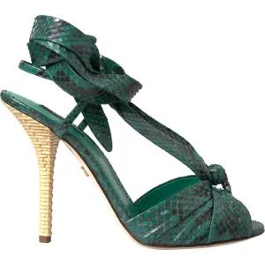 Dolce & Gabbana Green Exotic Leather Heels Sandals Shoes