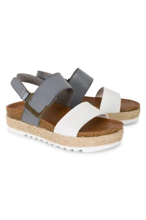 Double strap Sandal with velcro | WHITE | DEANNA AB