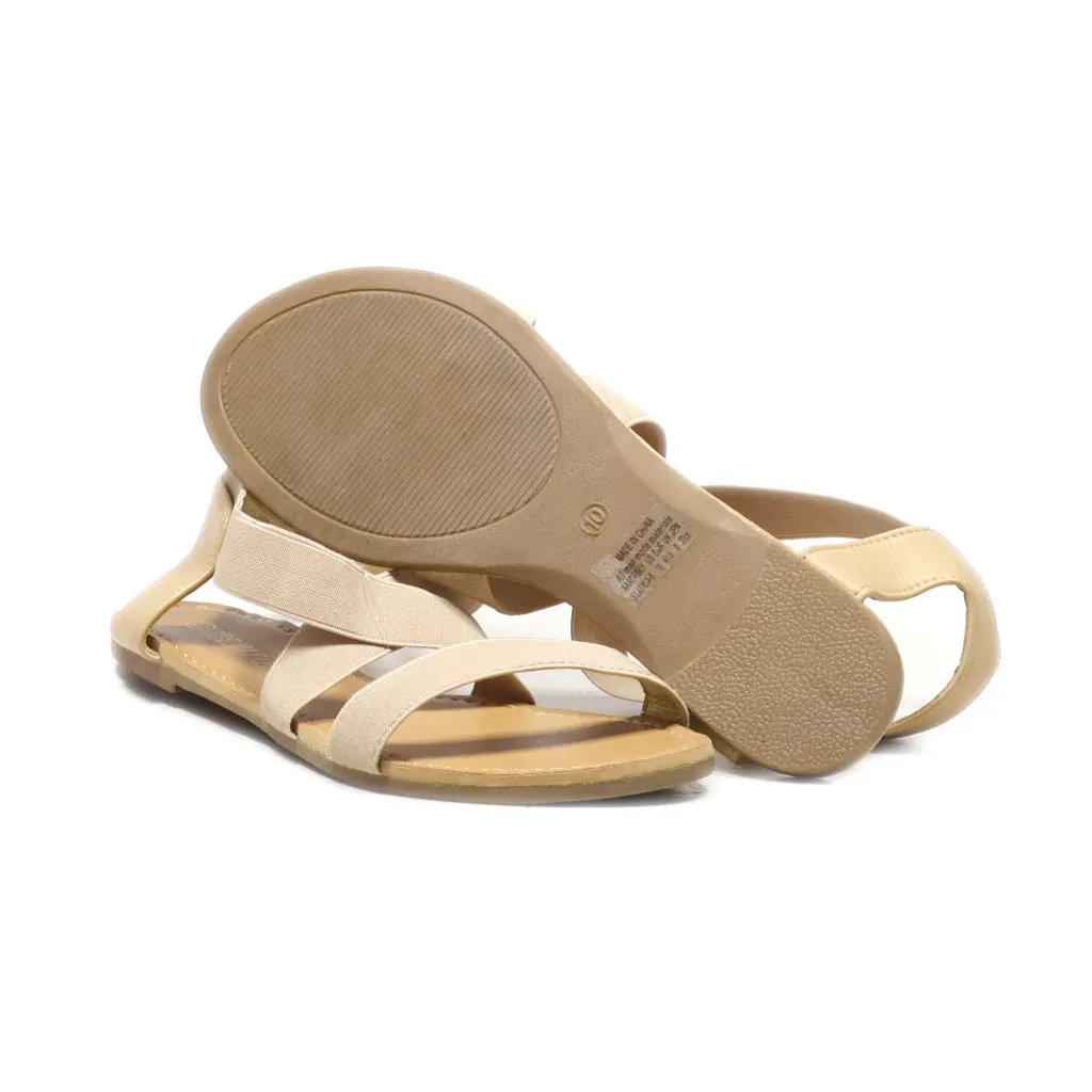 Dreampairs Elatica Flat Sandals Fabric Beige Colour For Women