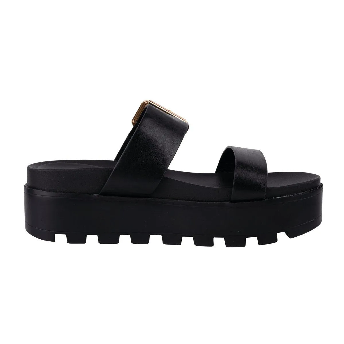 Ego Aliki Chunky Platform Sandals Leather Black Colour For Women