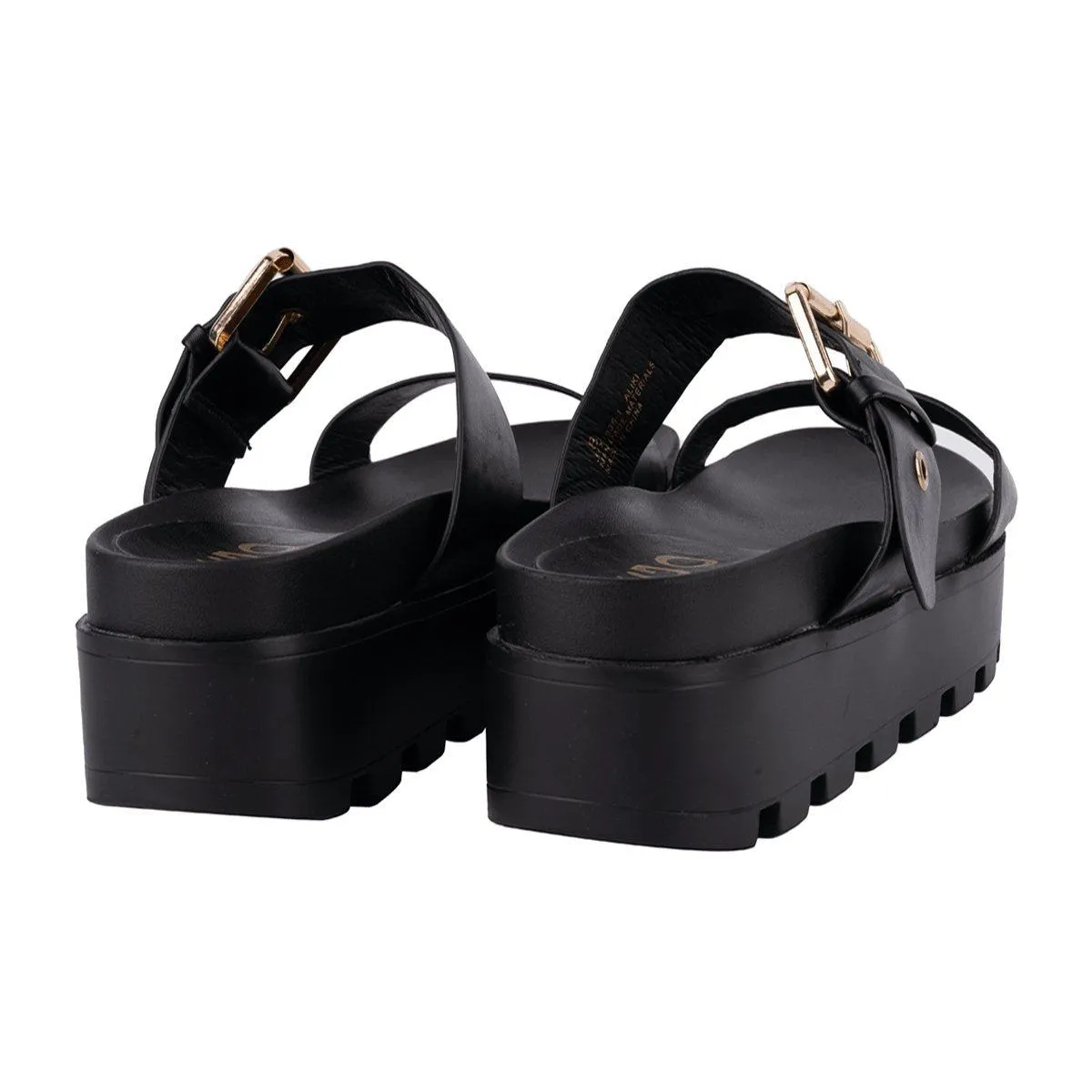 Ego Aliki Chunky Platform Sandals Leather Black Colour For Women