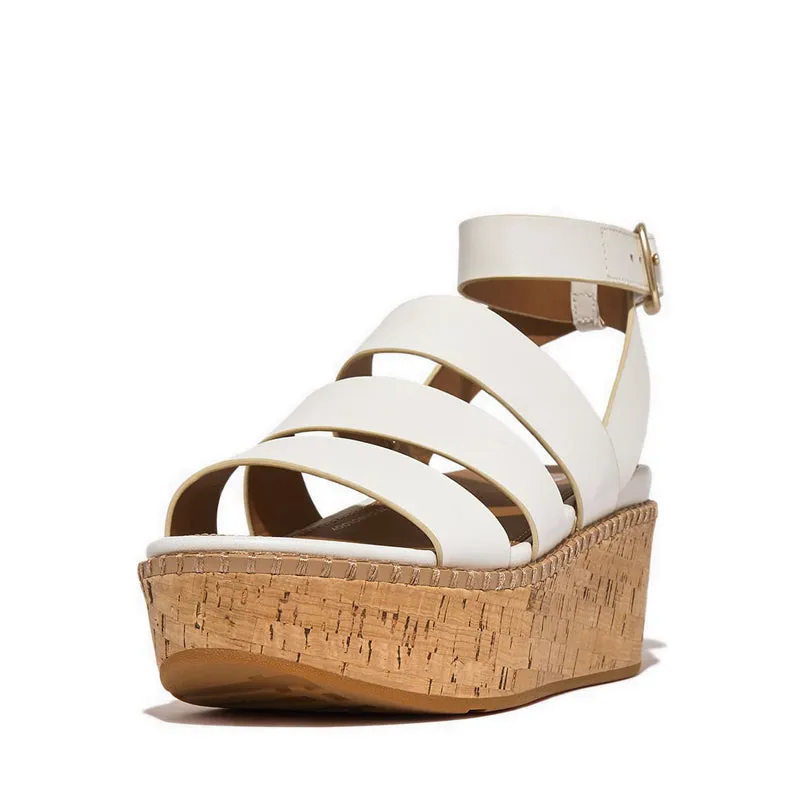 ELOISE LEATHER/CORK STRAPPY WEDGE SANDALS