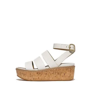 ELOISE LEATHER/CORK STRAPPY WEDGE SANDALS