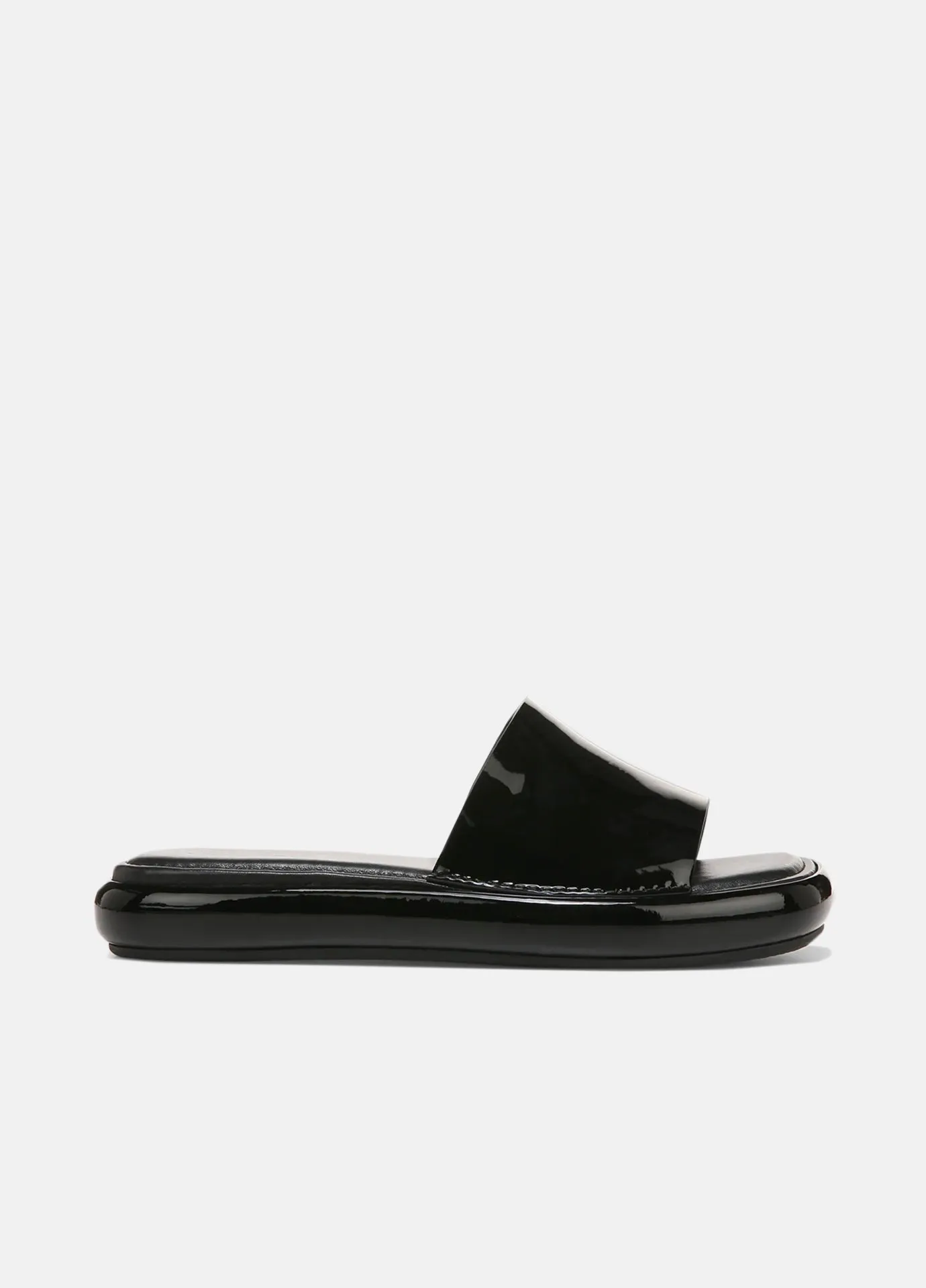 Evie Patent Pool Flatform Sandals - Black