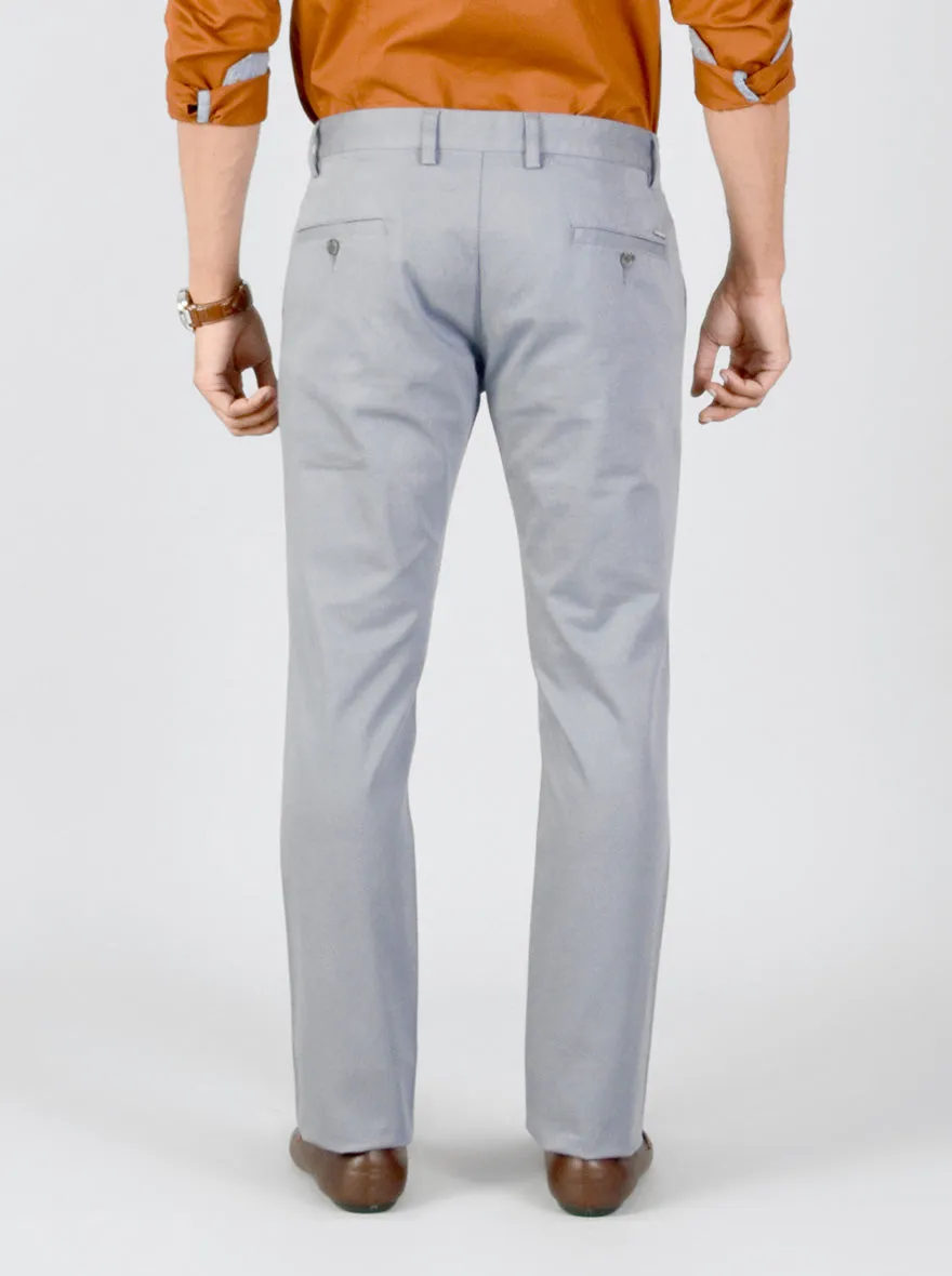 Faded Blue Dotted Slim Fit Casual Trouser | Greenfibre