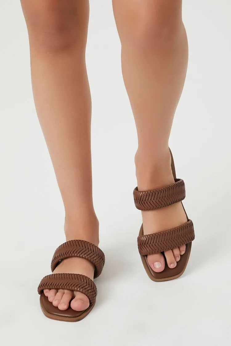 Faux Leather Dual-Strap Sandals