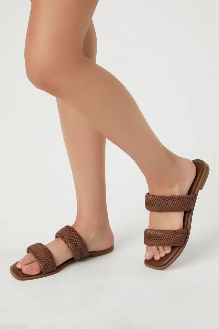 Faux Leather Dual-Strap Sandals