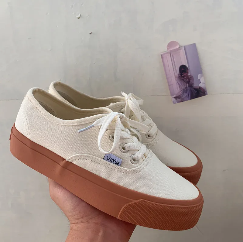 Female Korean Style Flat Low Top Canvas Shoes