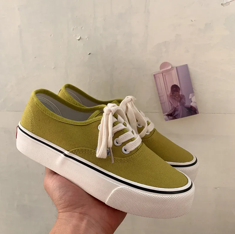 Female Korean Style Flat Low Top Canvas Shoes