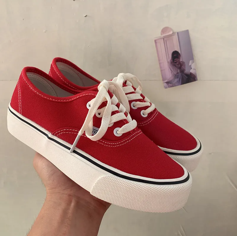 Female Korean Style Flat Low Top Canvas Shoes