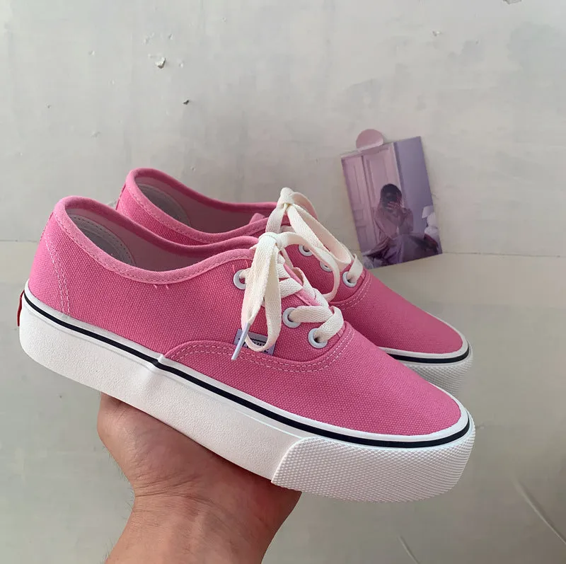 Female Korean Style Flat Low Top Canvas Shoes