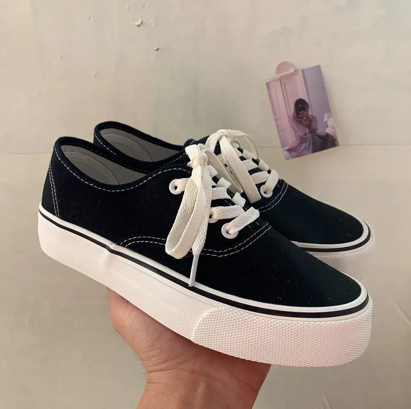 Female Korean Style Flat Low Top Canvas Shoes