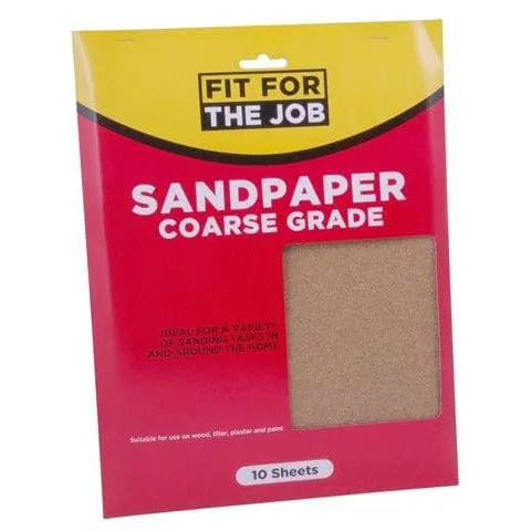 FFJ 10 Pack Of Sandpaper Sanding Sheets Coarse Grade