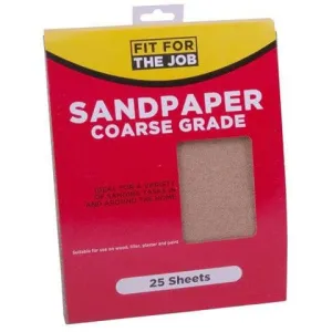 FFJ 25 Pack Of Sandpaper Sanding Sheets Coarse Grit