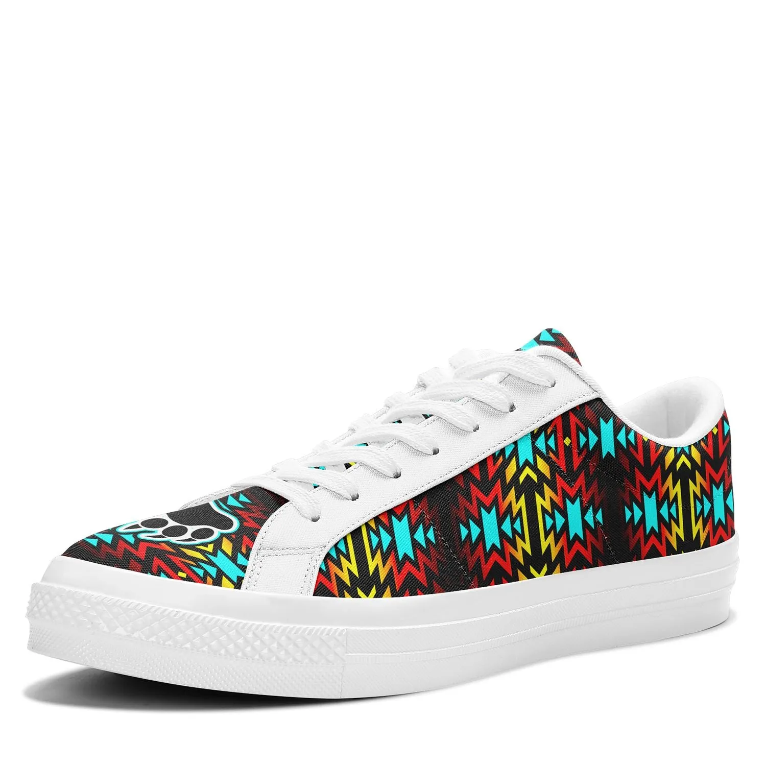 Fire Colors and Turquoise Bearpaw Aapisi Low Top Canvas Shoes White Sole