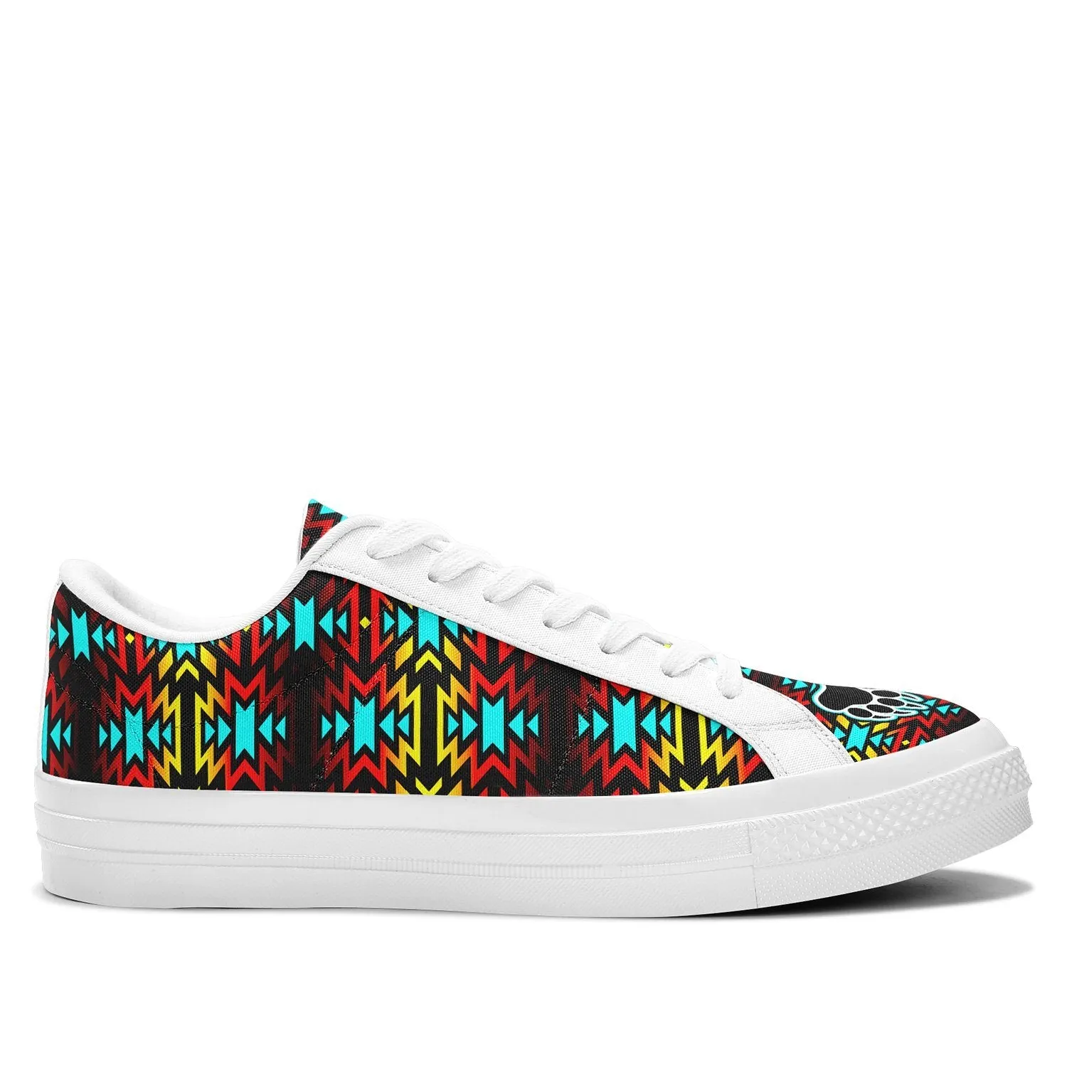 Fire Colors and Turquoise Bearpaw Aapisi Low Top Canvas Shoes White Sole