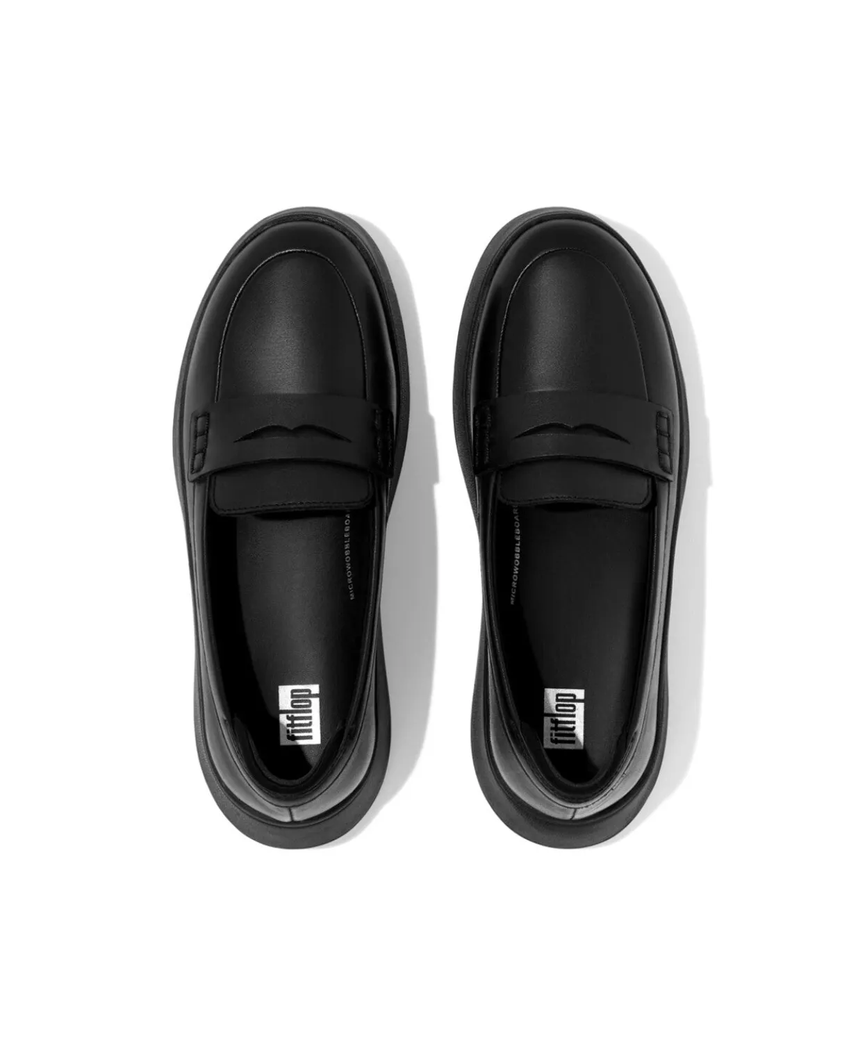 Fitflop F-Mode Leather Flatform Penny Loafers Black