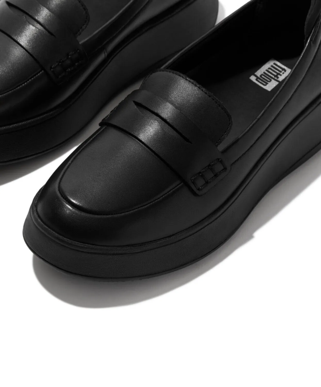 Fitflop F-Mode Leather Flatform Penny Loafers Black