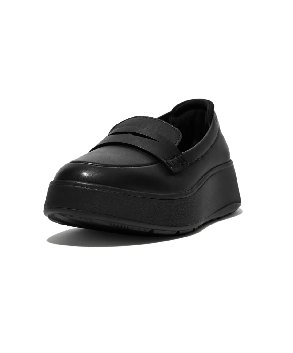 Fitflop F-Mode Leather Flatform Penny Loafers Black