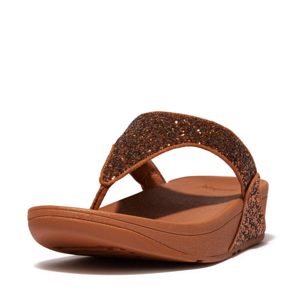 FitFlop Lulu Glitter Toe Post Sandals Brown