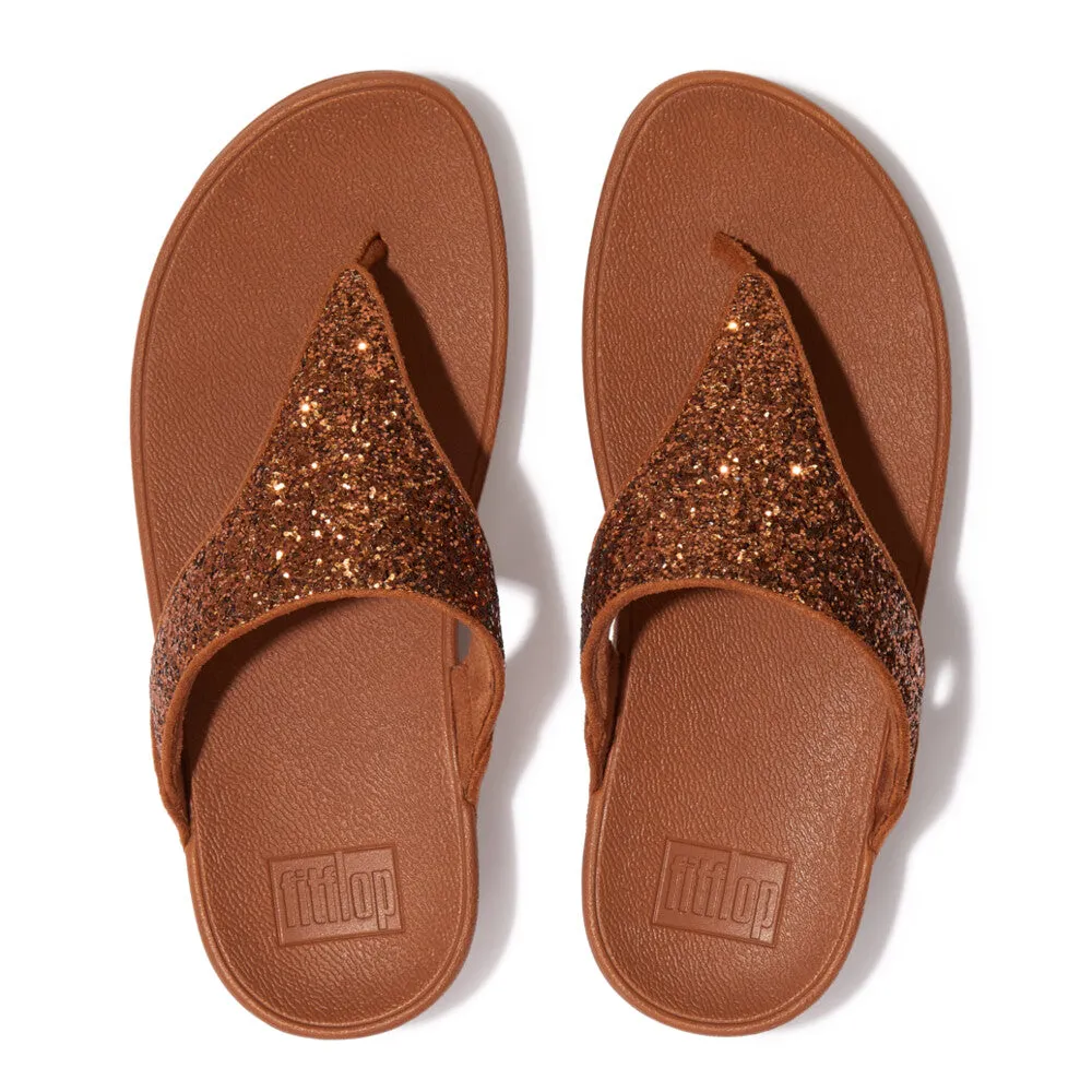 FitFlop Lulu Glitter Toe Post Sandals Brown