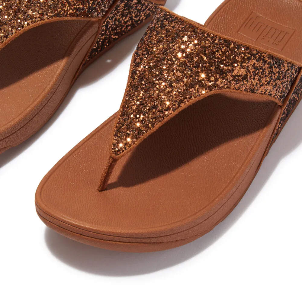 FitFlop Lulu Glitter Toe Post Sandals Brown