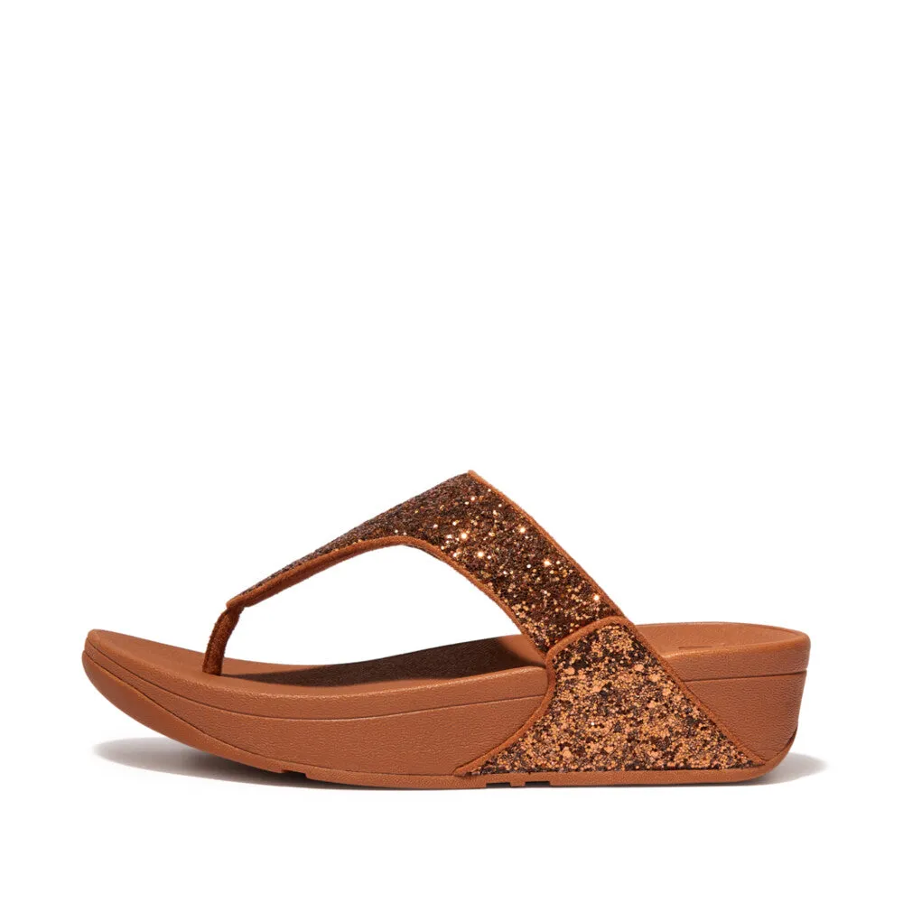 FitFlop Lulu Glitter Toe Post Sandals Brown