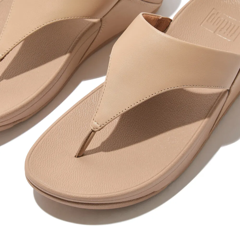 FitFlop Lulu Leather Toe Post Sandals Beige