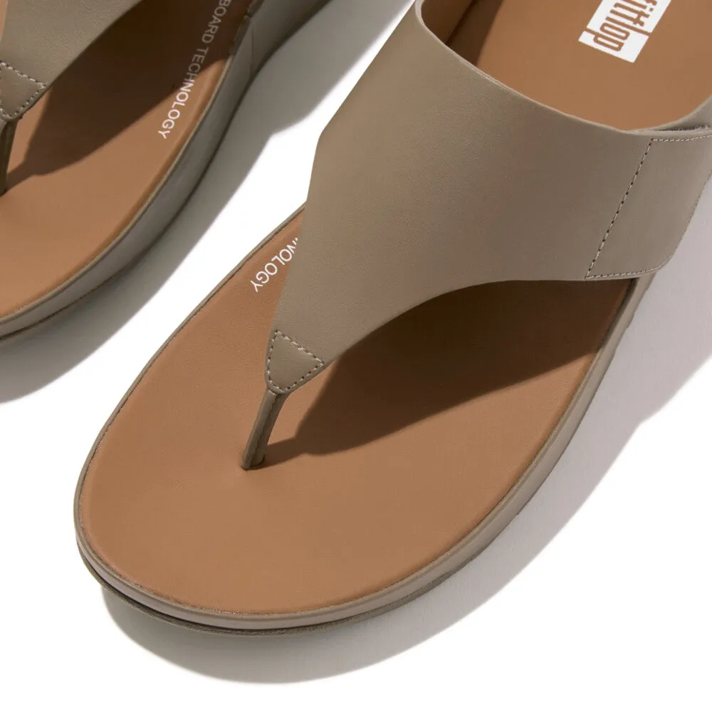 FitFlop Shuv Adjustable Leather Toe Post Grey