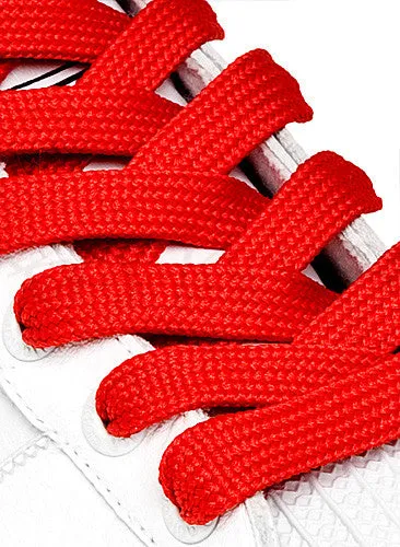 Flat Fat Red Shoelaces - 11mm wide