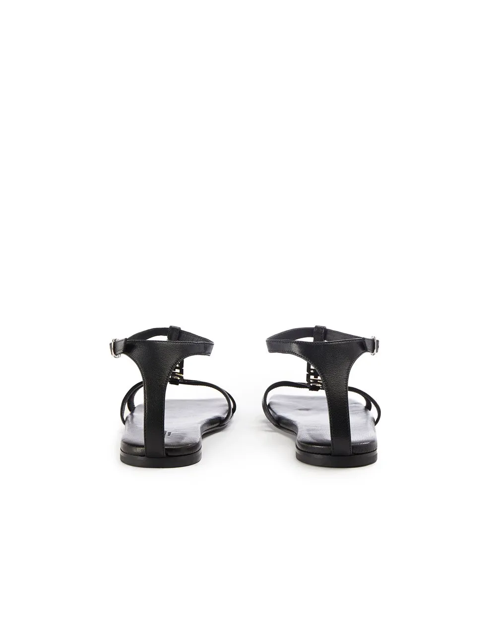 Flat leather sandals with logo