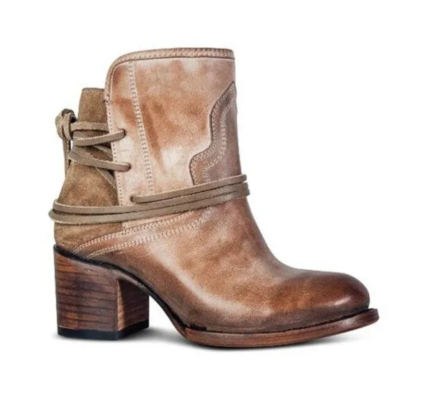 Flock Retro Buckle Strap Lady Short Boots