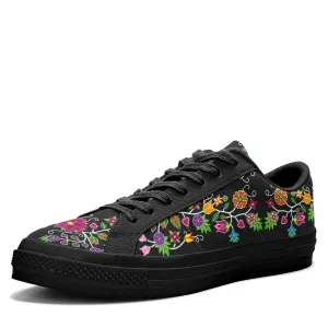 Floral Beadwork - 01 Aapisi Low Top Canvas Shoes Black Sole