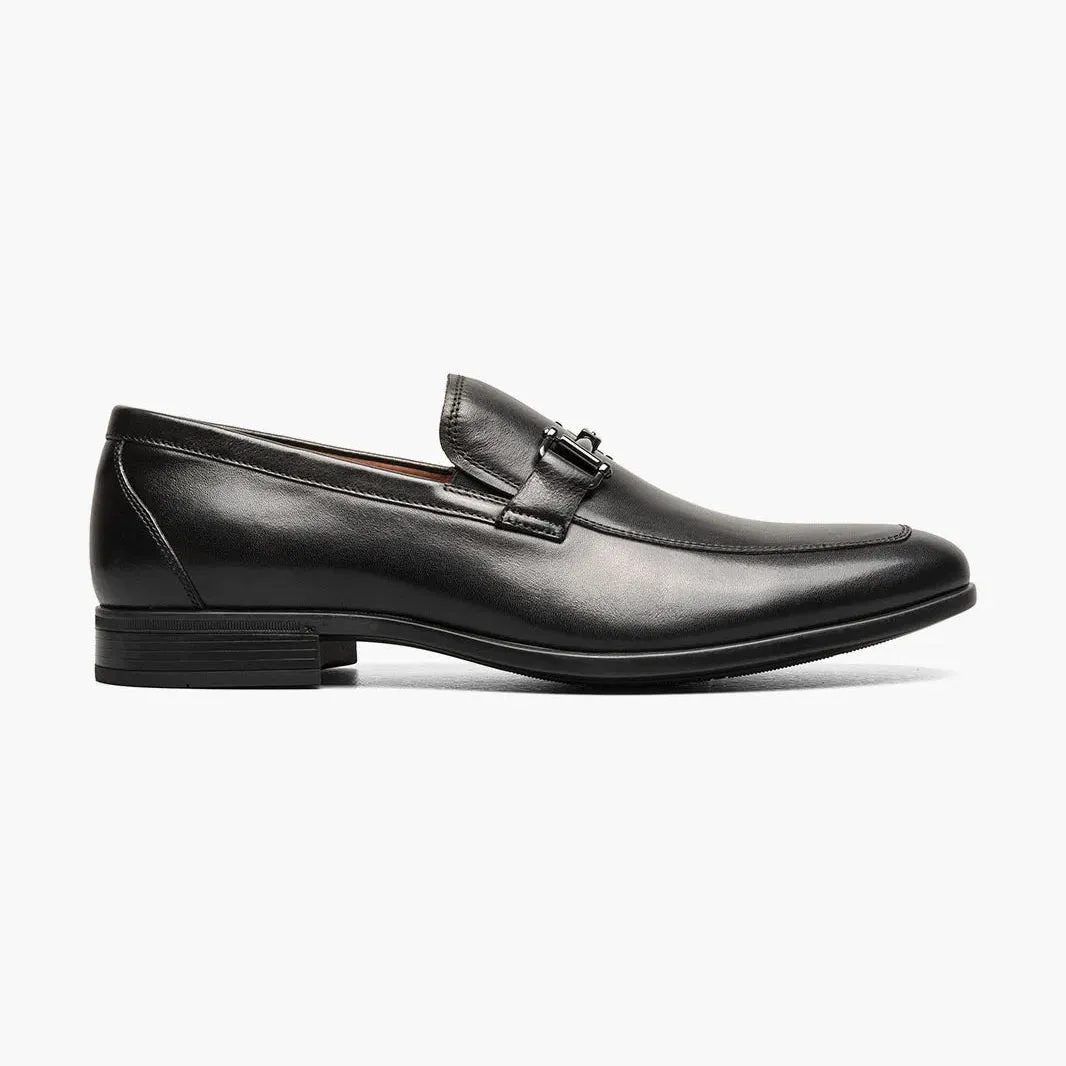 Florsheim Mens Black Slip-On Moc Toe Bit Loafer Dress Shoes